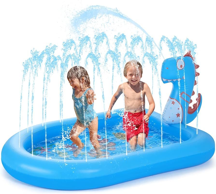 Splash Pad Sprinkler for Kids Dinosaur Splash Play Mat Outdoor Water Toys Inflatable Splash Pad B... | Amazon (US)