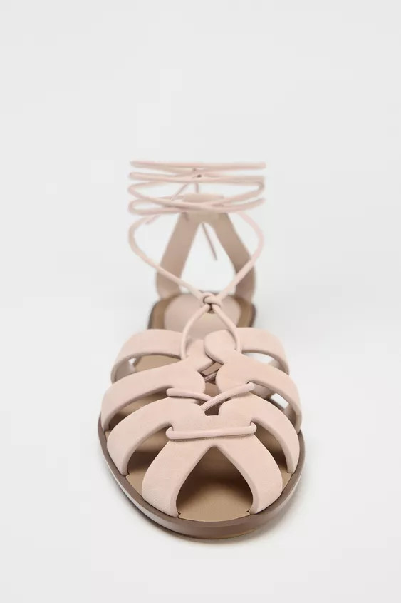 TIED SPLIT LEATHER FISHERMAN SANDALS | Zara US