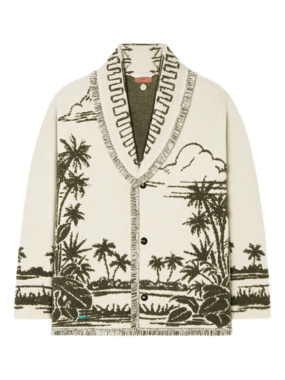 Alanui palm-tree Fringed Cardigan | Green | FARFETCH | Farfetch Global