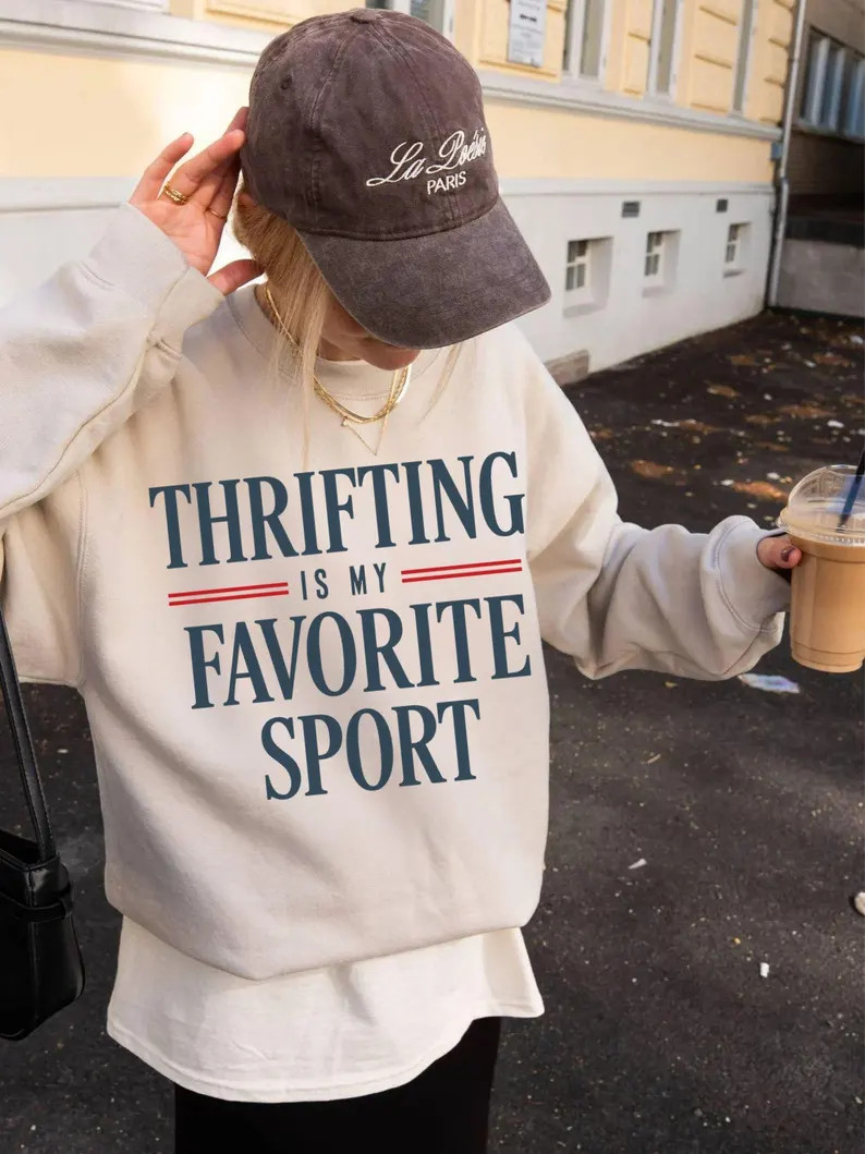 Thrift Sweatshirt Cozy Loungewear Gift for Homebody Club Retro Crewneck Vintage Sweater Cute Grap... | Etsy (US)