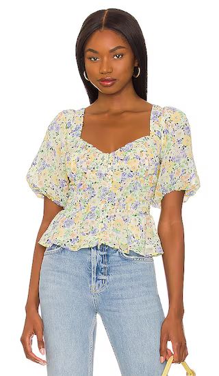 Clairemont Top in Yellow Green Floral | Revolve Clothing (Global)