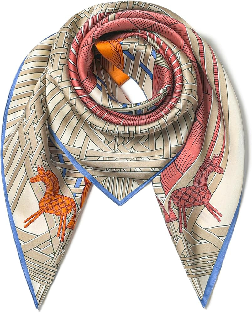 100% Pure Mulberry Silk Scarf 35" Large Square Lightweight Headscarf –Women’s Hair Wraps The ... | Amazon (US)