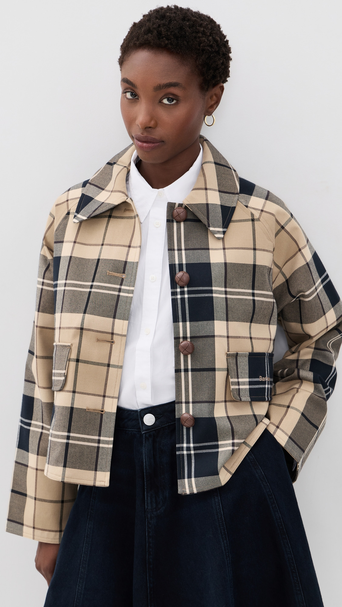Barbour Barbour Delilah Checked Showerproof Jacket Birchwood Dress 14 | Shopbop