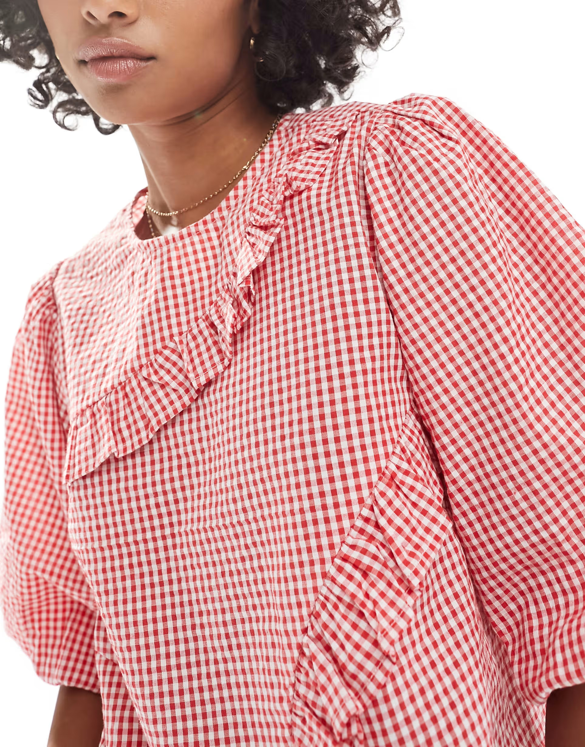 Native Youth ruffle gingham cotton top in red | ASOS (Global)