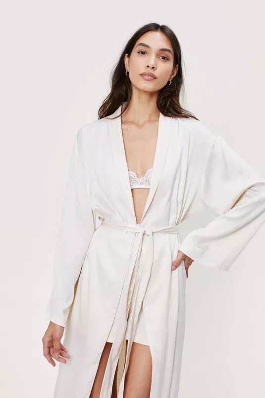Recycled Satin Maxi Belted Robe | Nasty Gal (US)