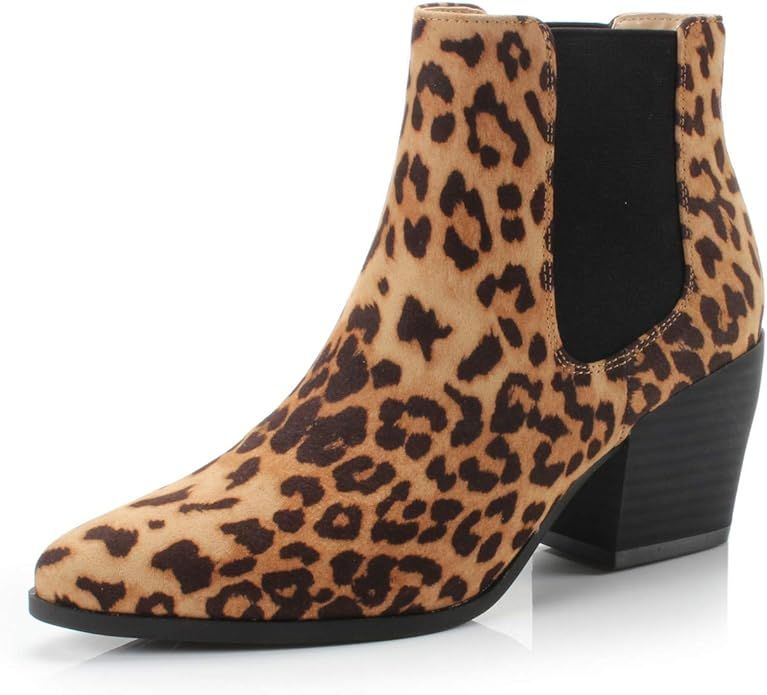 DUNION Women's Slip On Glamour Fashion Chunky Heel Ankle Boot | Amazon (US)