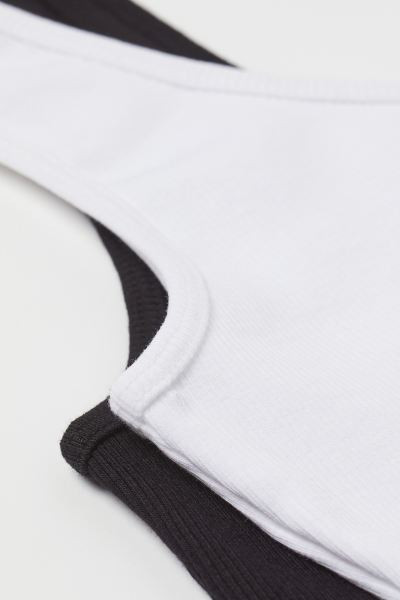 2-pack Ribbed Crop Tops - Black/white - Ladies | H&M US | H&M (US + CA)