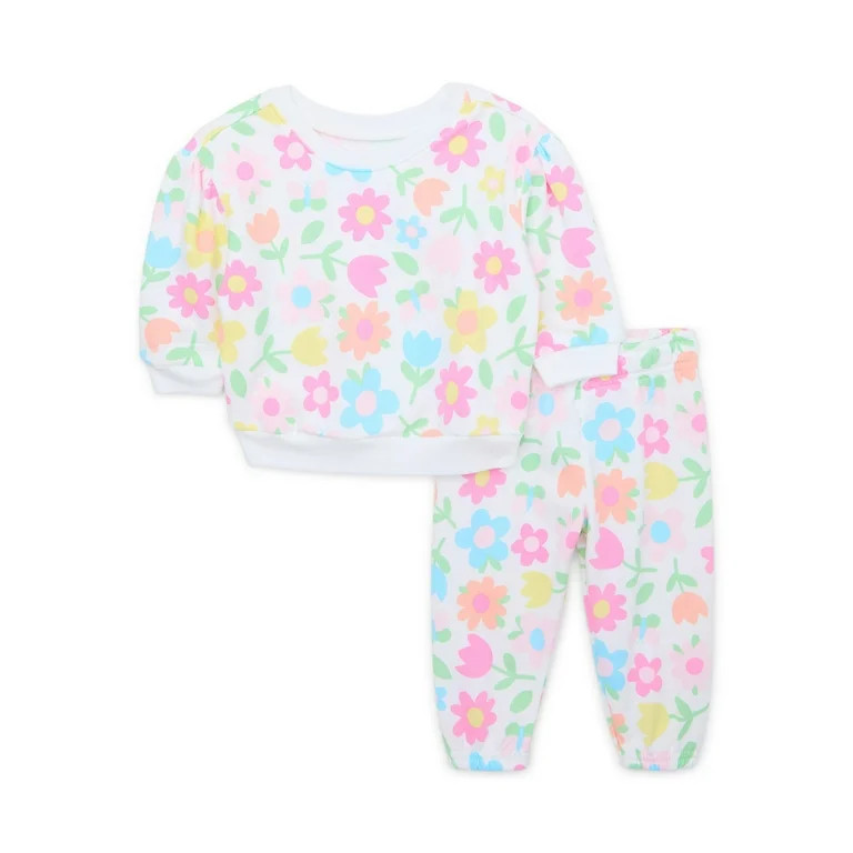 Garanimals Baby Girls Fleece Top & Pants Set, 2-Piece, Sizes 0M-24M | Walmart (US)