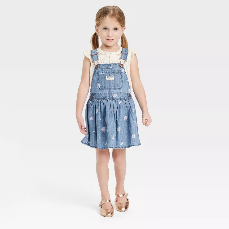 OshKosh B'gosh Toddler Girls' Denim Floral Skirtall - Blue Wash | Target