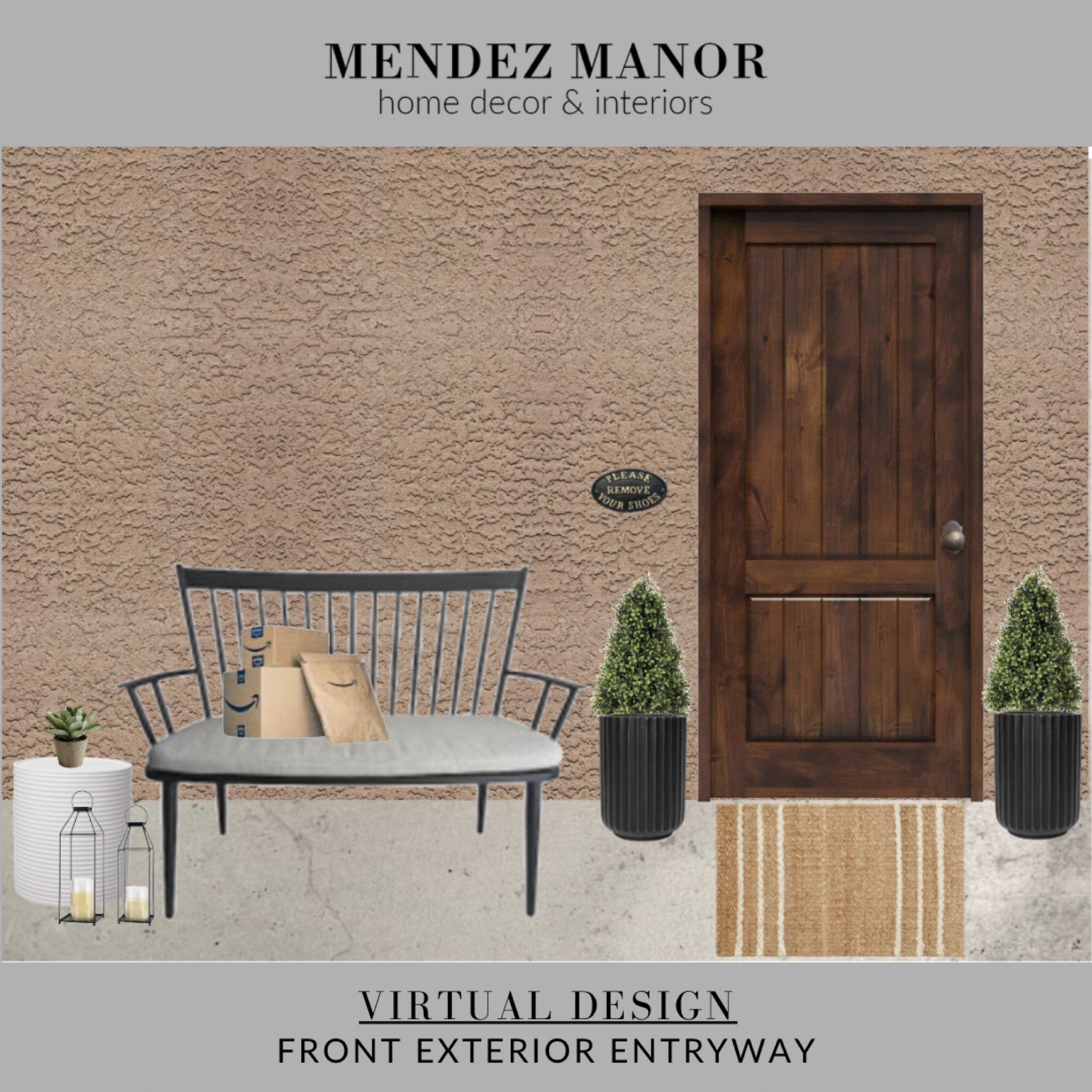 Helping my client with a bench and some topiaries for her front exterior entryway. 🙌🏻

I have this same black metal bench at home and it holds up really well! I also have the same faux topiary set and they look so good on either side of the front door. 

Outdoor bench, front porch, entryway

#LTKFindsUnder100 #LTKStyleTip #LTKHome