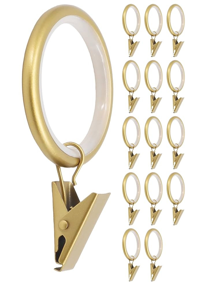Meriville Drapery Curtain Rings with Clip - 1.5-Inch Inner Diameter, Fits Up to 1 1/4-Inch Rod (S... | Amazon (US)