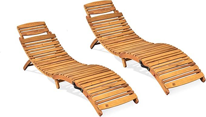 Christopher Knight Home Lahaina Wood Outdoor Chaise Lounge Set, 2-Pcs Set, Natural Yellow | Amazon (US)