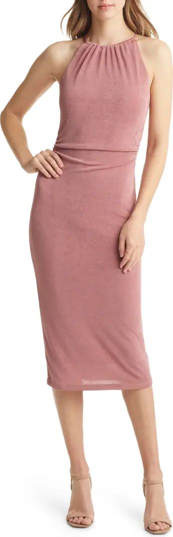 VICI Collection Halter Neck Ruched Cutout Midi Dress | Nordstrom | Nordstrom