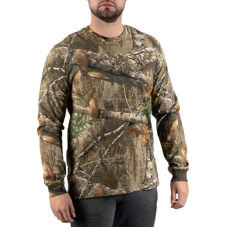 Men's Long Sleeve Camo Tee Scent Control Cotton Shirt by Realtree, Sizes S-3XL | Walmart (US)