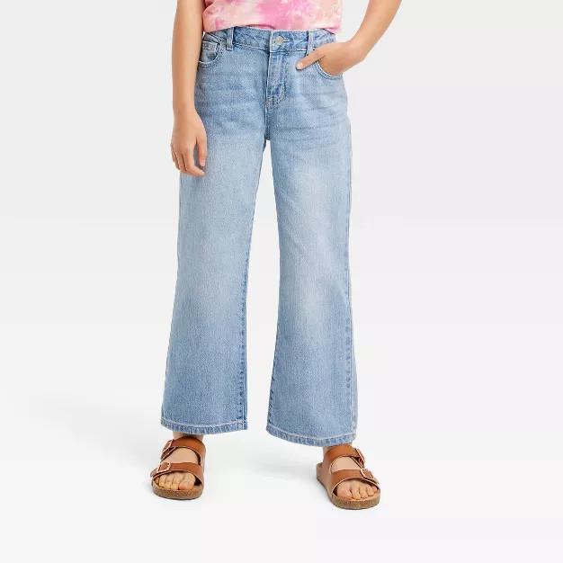 Girls' Mid-Rise Wide Leg Crop Jeans - Cat & Jack™ | Target