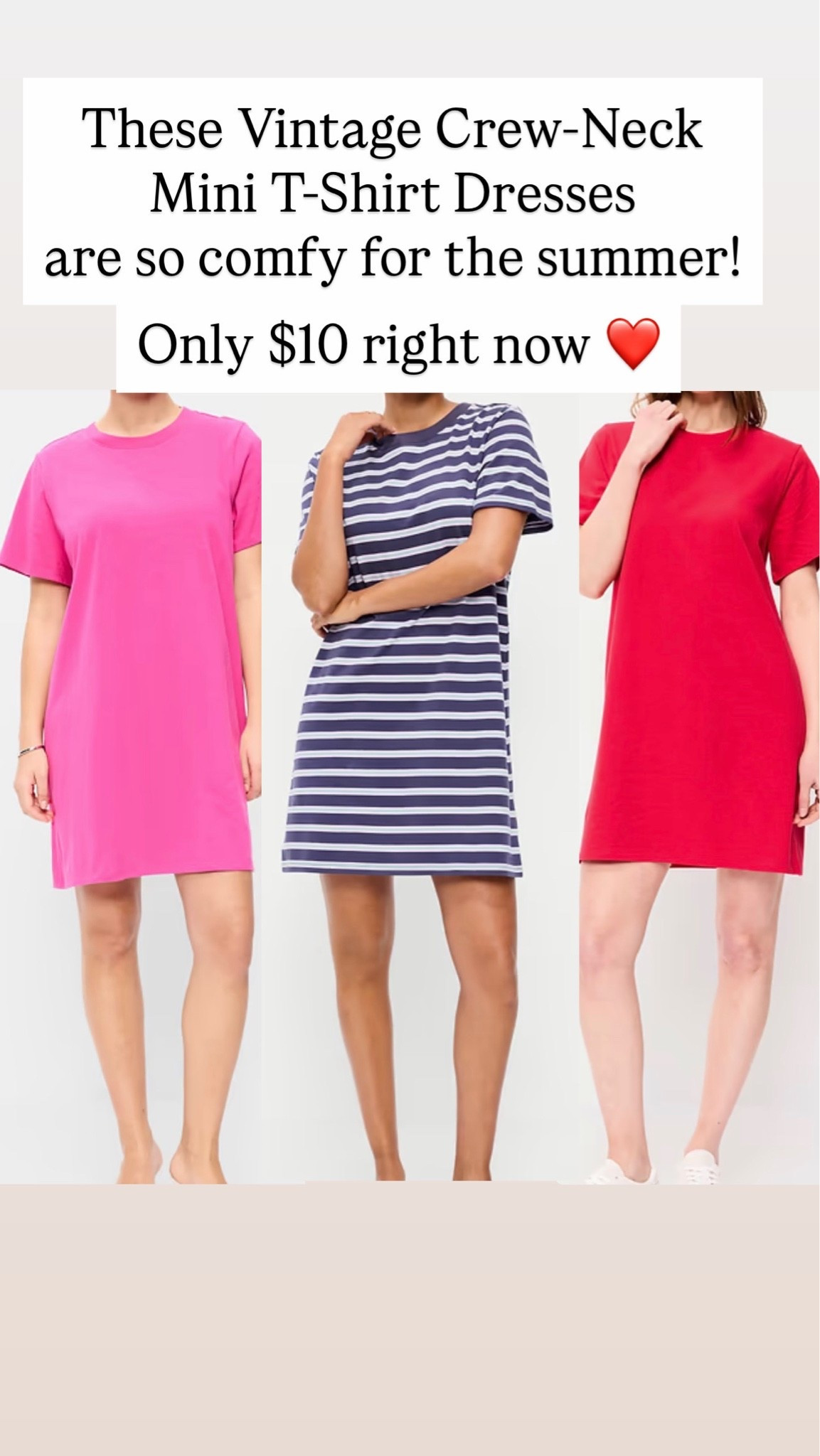 $10 Vintage Crew-Neck Mini T-Shirt Dresses

#LTKootd