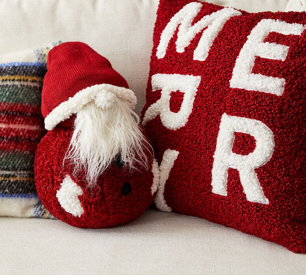 Merry Teddy Applique Pillow Cover | Pottery Barn (US)