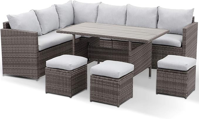 Wisteria Lane Patio Furniture Set,7 Piece Outdoor Dining Sectional Sofa Couch with Dining Table a... | Amazon (US)