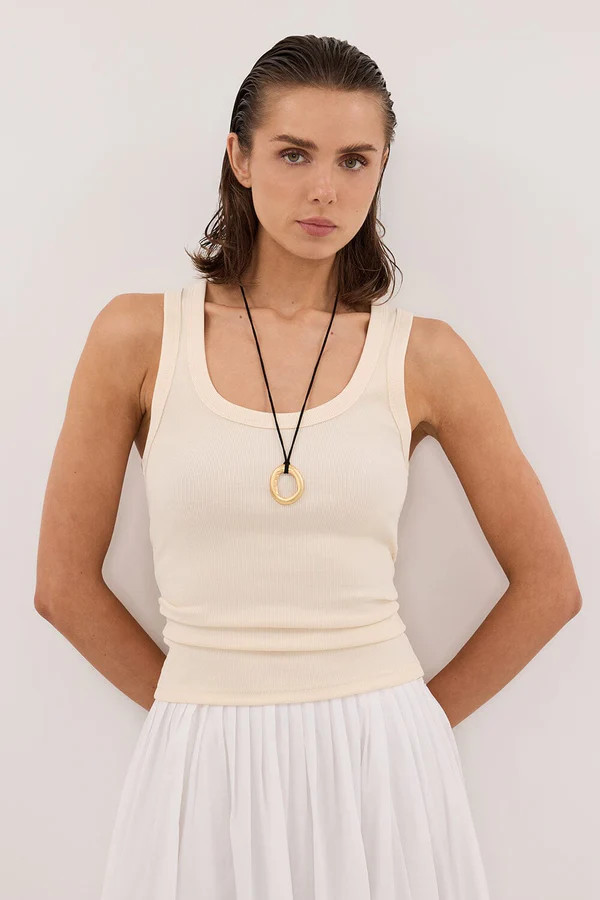 CLARA SANDSTONE SCOOP NECK TANK TOP | DISSH