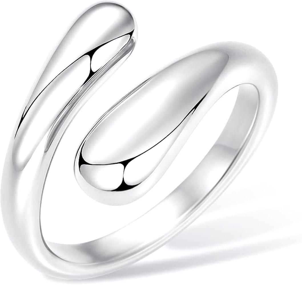 Non Tarnish Gold Chunky Rings for Women, 14K Gold Plated Statement Dome Rings Stacking Silver, Ad... | Amazon (US)