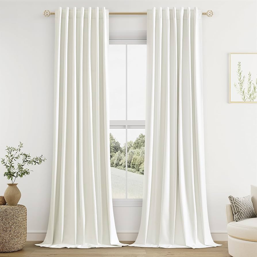 Guken Ivory 100% Blackout Curtains 84 Inch Length 2 Panels Set for Living Room Bedroom Back Tab T... | Amazon (US)