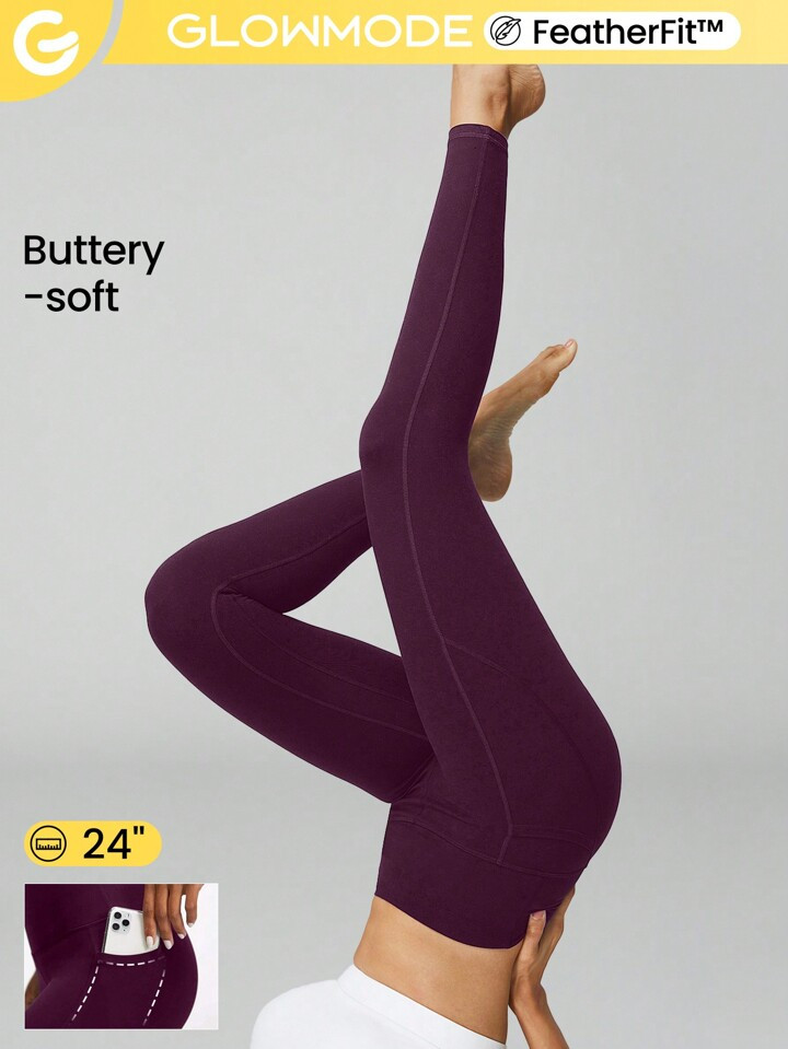 GLOWMODE SHEIN GLOWMODE X Marika Sila 24" FeatherFit™ High-Rise Side Pocket Leggings | SHEIN