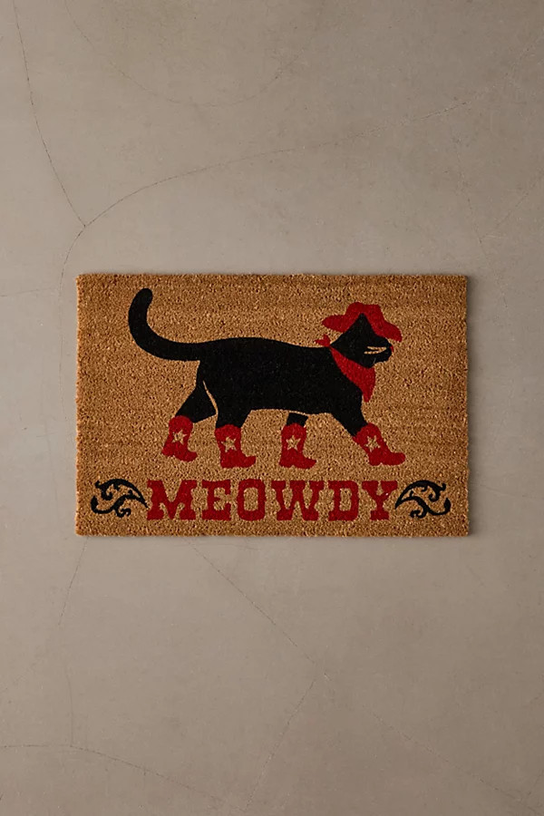 Meowdy Western Cat Textural Coir Doormat in Brown at Urban Outfitters | Urban Outfitters (US and RoW)