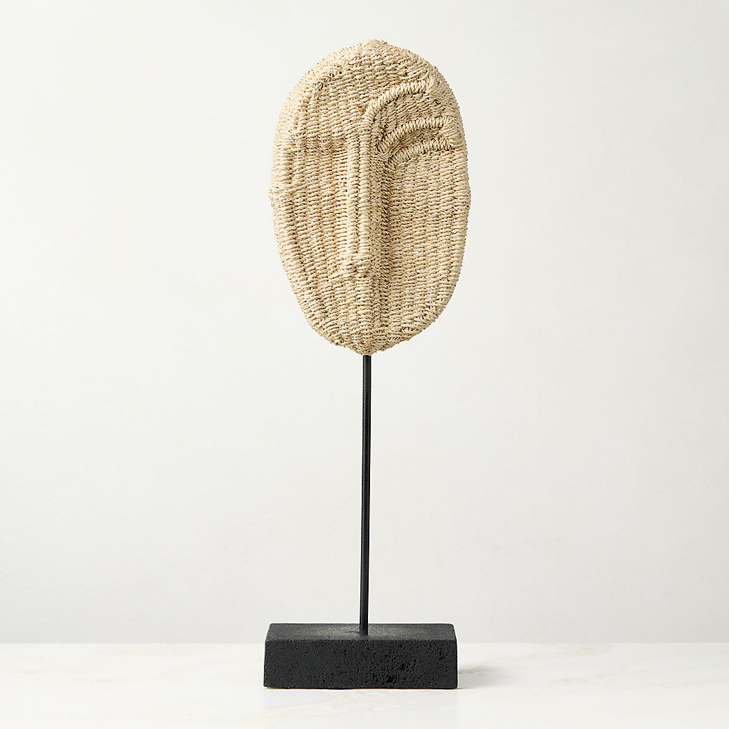 August Woven Rattan Mask Decorative Sculpture | CB2 | CB2