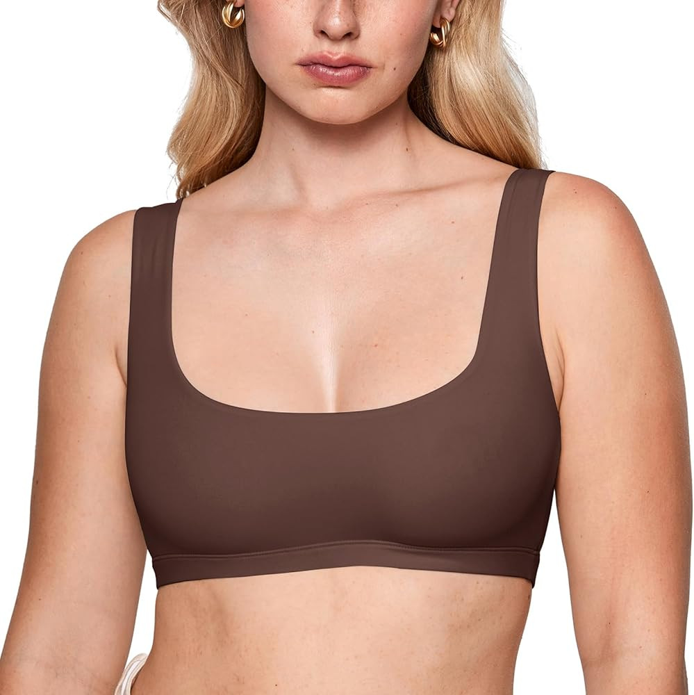 Women's Inbarely Soft Bralettes Scoop Neck Seamless Unlined Comfortable Double Layer Low Impact S... | Amazon (US)