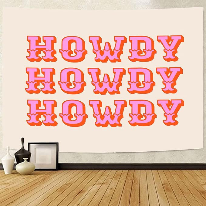 Yanikki Howdy Tapestry Cute Daughters Flag Tapestry Aesthetic Preppy Room Decor Wall Hanging Lave... | Amazon (US)
