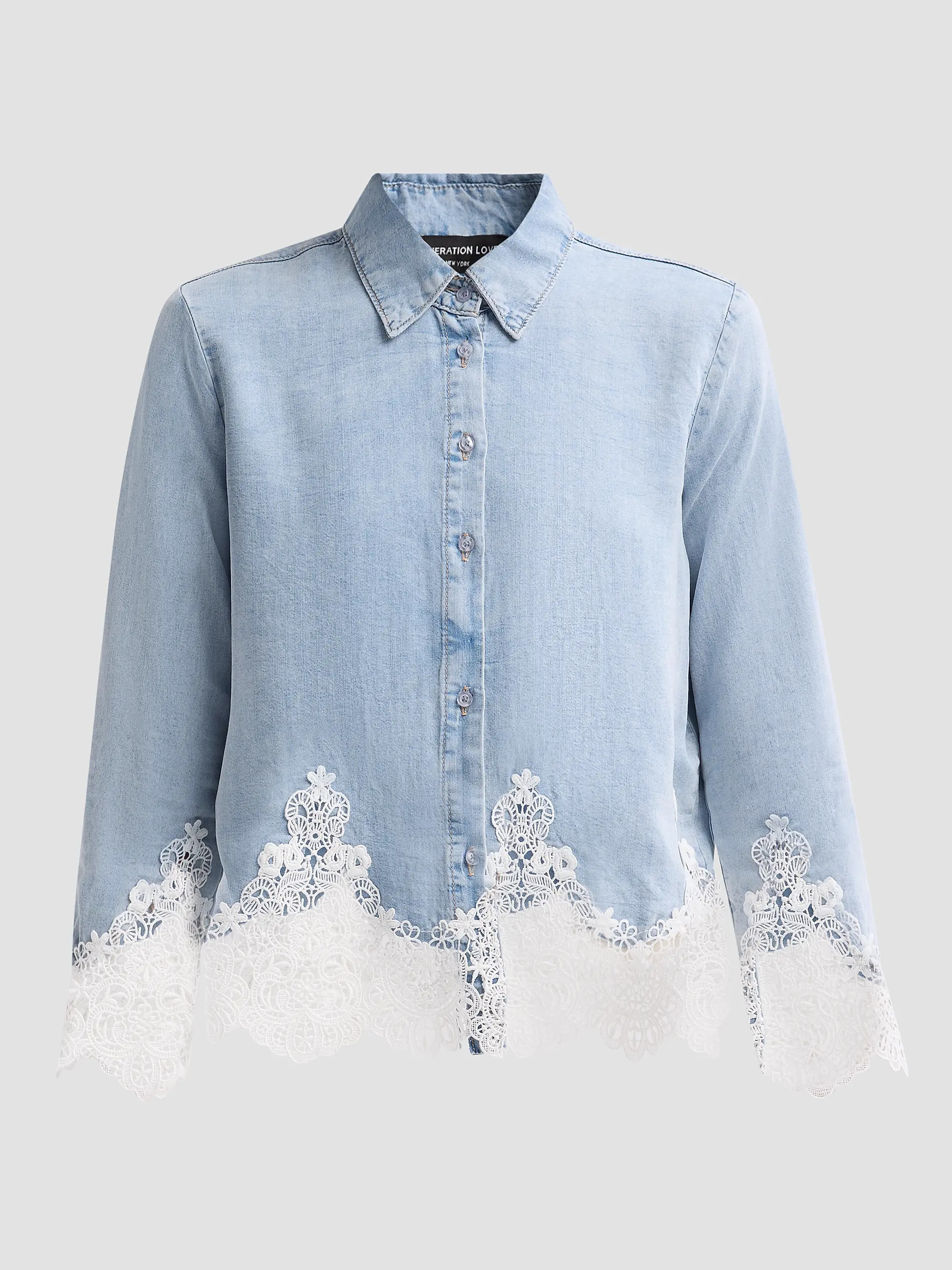Eli Lace Trim Denim Shirt | Saks Fifth Avenue