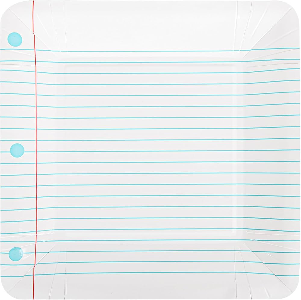 Back to School Party Plates First Day of School Notebook Paper Plates Disposable 9Inch Square Dec... | Amazon (US)