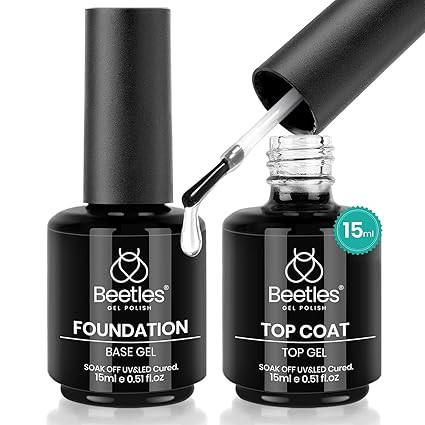 Beetles 2 Pcs 15ml No Wipe Gel Top Coat and Base Coat Set - Shine Finish and Long Lasting Soak Of... | Amazon (US)