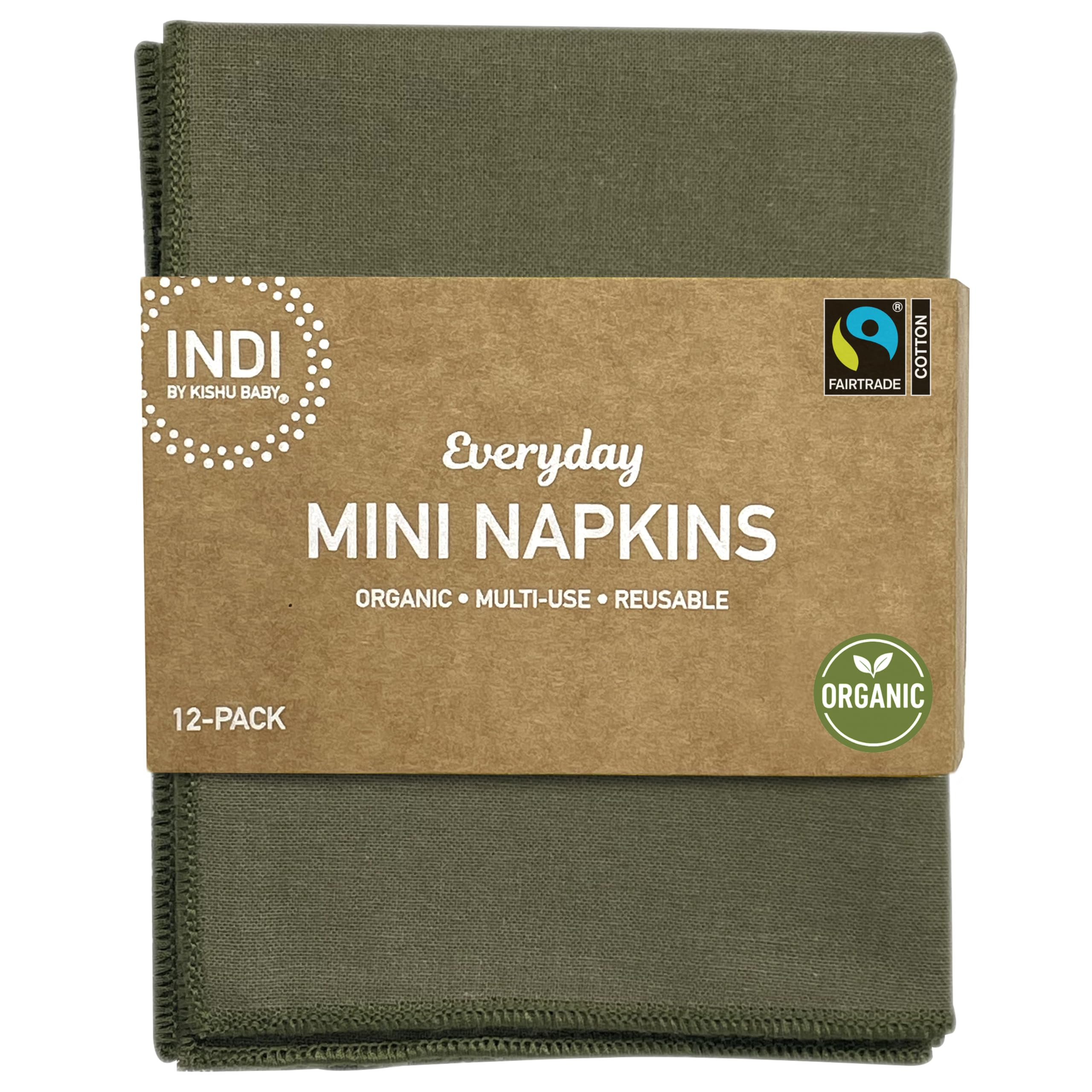 Indi by Kishu Baby - Fairtrade Certified 100% Organic Cotton Washable Mini Cloth Napkin Sets - Se... | Amazon (US)
