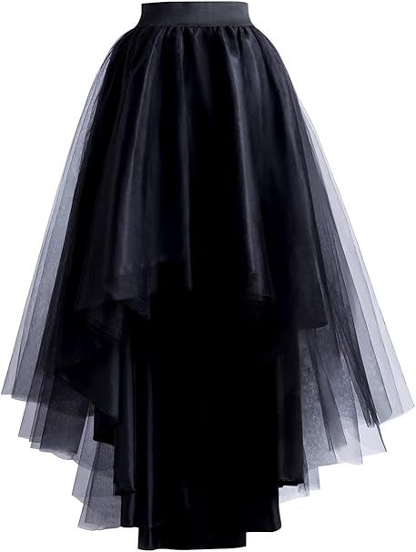 Women High Low Tulle Skirts Layered Mesh Tutu Skirt Princess Wedding Evening Prom Dovetail Skirts | Amazon (US)