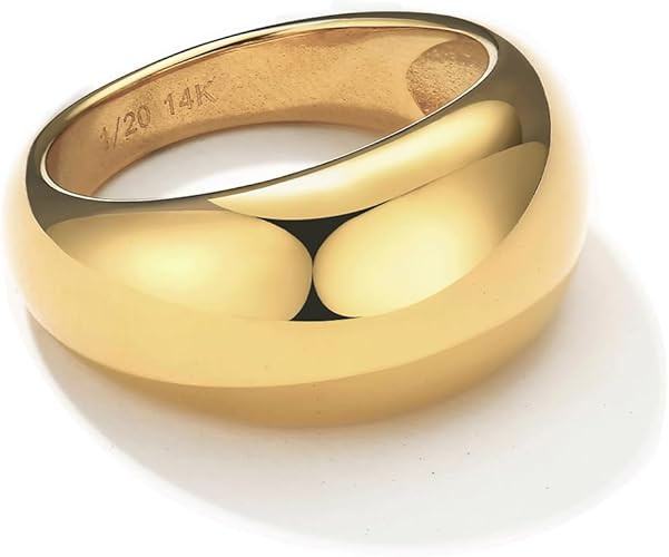 NOKMIT Chunky Dome Rings for Women Dainty 14K Gold Silver Tone Cute Bold Dome Statement Ring Thic... | Amazon (US)