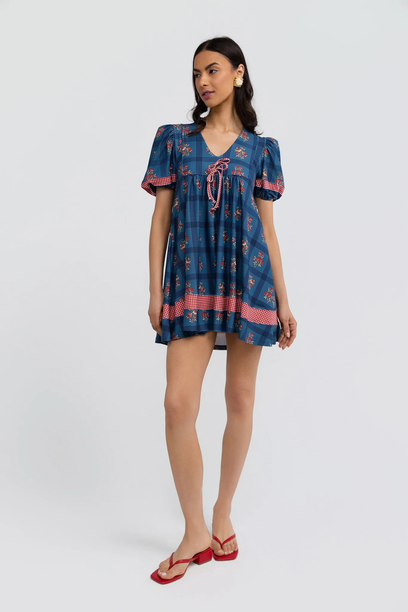 Emme Dress - Camellia Plaid Porcelain | Smith and Quinn