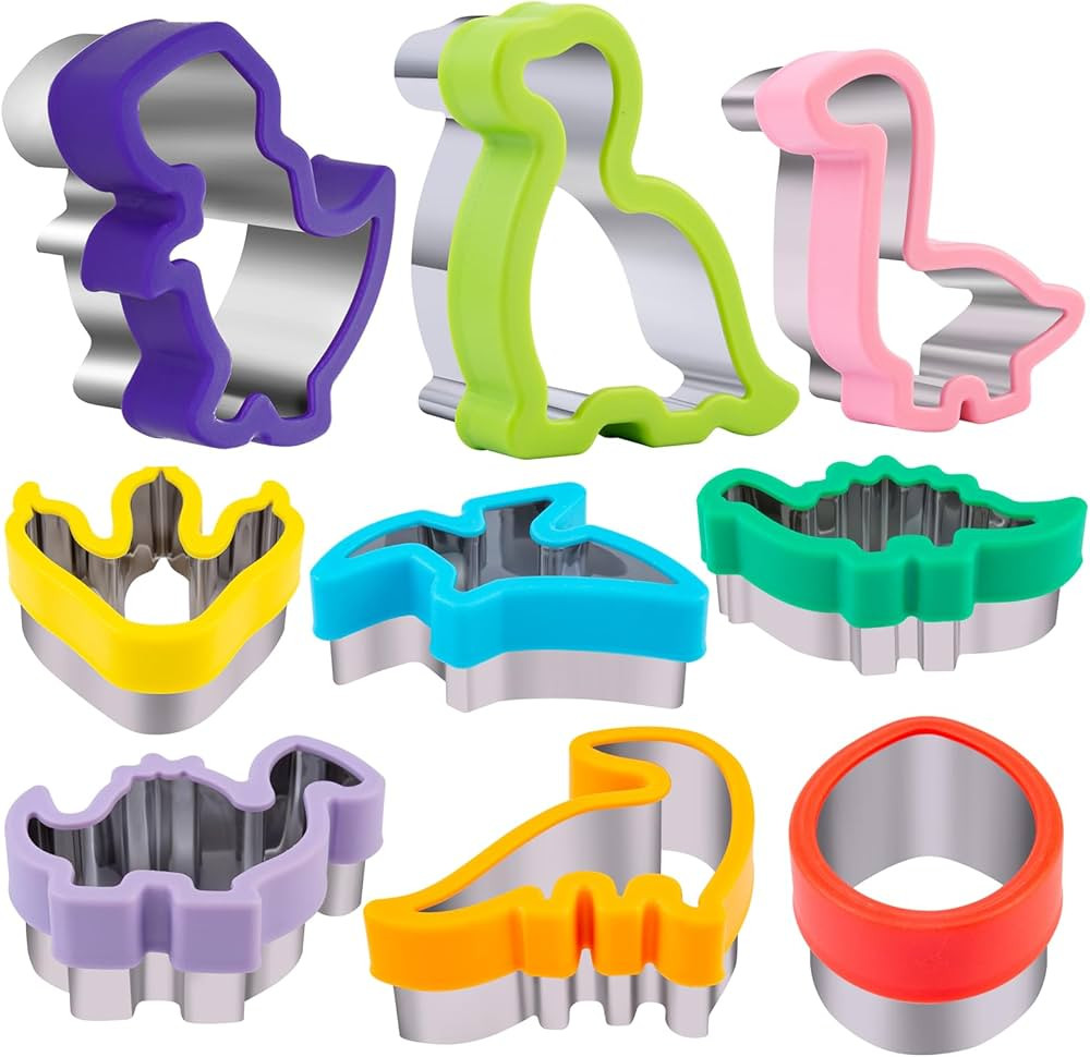 Dinosaur Cookie Cutters 9 Set, Nifogo Stainless Steel Shaped Cookie Candy Food Cutters Molds for ... | Amazon (US)