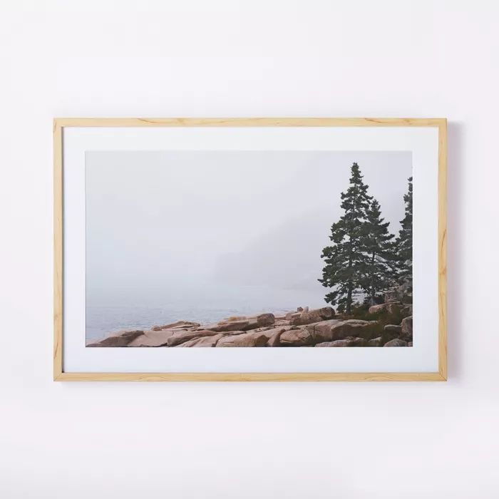 36" x 24" Whitewash Foggy Seaside Framed Wall Art Brown - Threshold™ designed with Studio McGee | Target