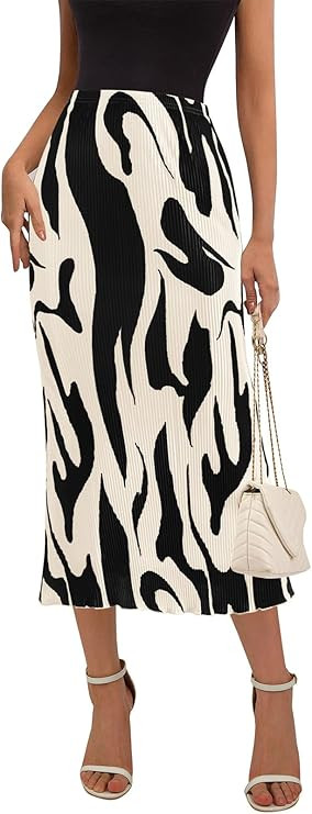 PRETTYGARDEN Women's 2025 Summer High Waist Graphic Print A Line Pleated Long Skirts for Women Tr... | Amazon (US)