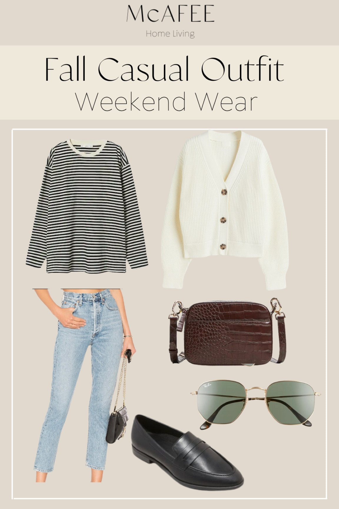 Fall outfit, fall, cardigan, loafers,
Mules, Ray ban, sunglasses, purse, crossbody, stripe shirt, long sleeve shirt, Agolde, mango

#LTKunder50 #LTKSeasonal #LTKfit