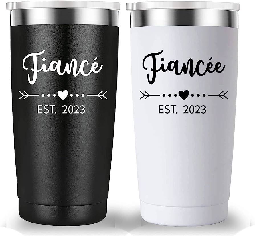 Engagement Gifts for Couple Travel Mug Tumbler.Boyfriend and Girlfriend Fiance and Fiancee Gift f... | Amazon (US)