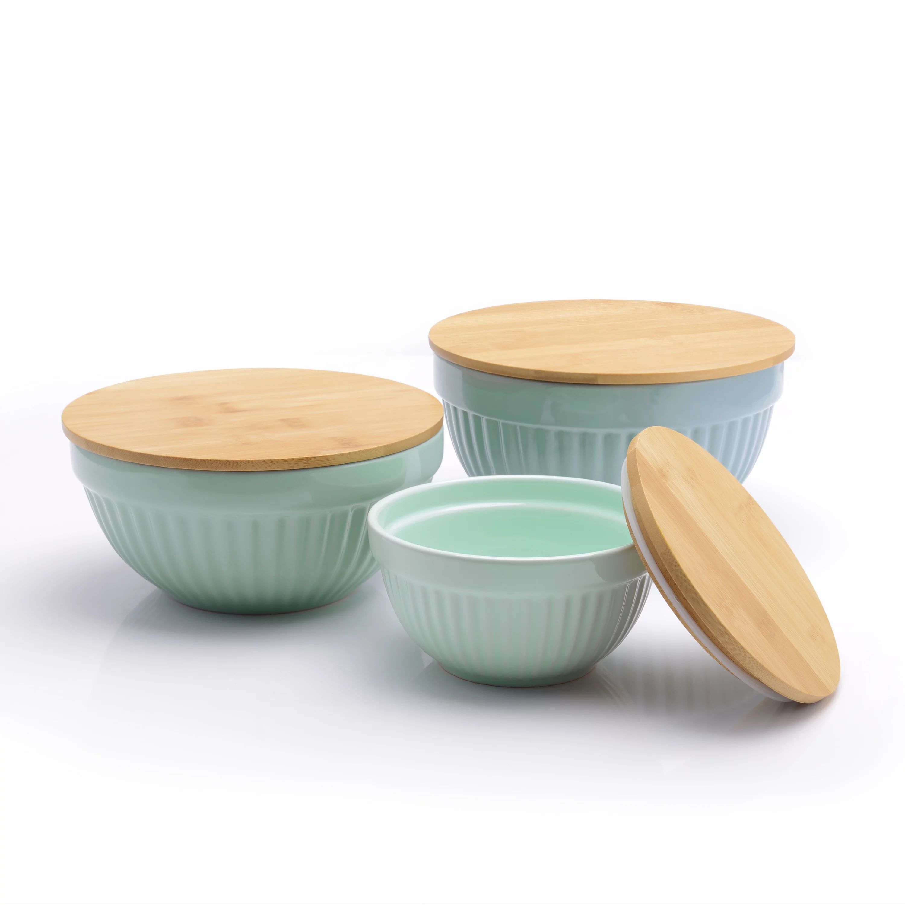 Better Homes & Gardens 3 Piece Ceramic Mixing Bowl Set, Aqua | Walmart (US)