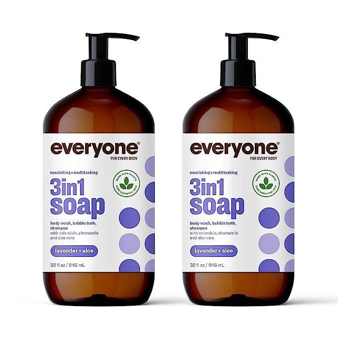 Everyone 3-in-1 Soap: Shampoo,Body Wash, Bubble Bath, and Shampoo, Lavender and Aloe, 32 Ounce, 2... | Amazon (US)