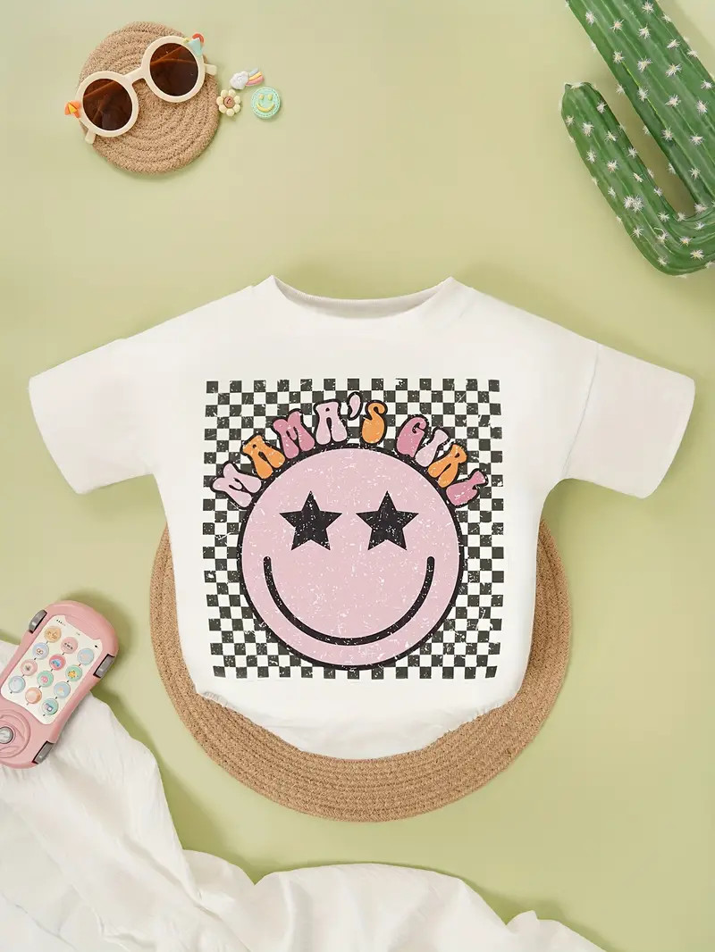 Mama's Girl Happy Face Print Cute Romper Baby Girls Thick - Temu | Temu Affiliate Program