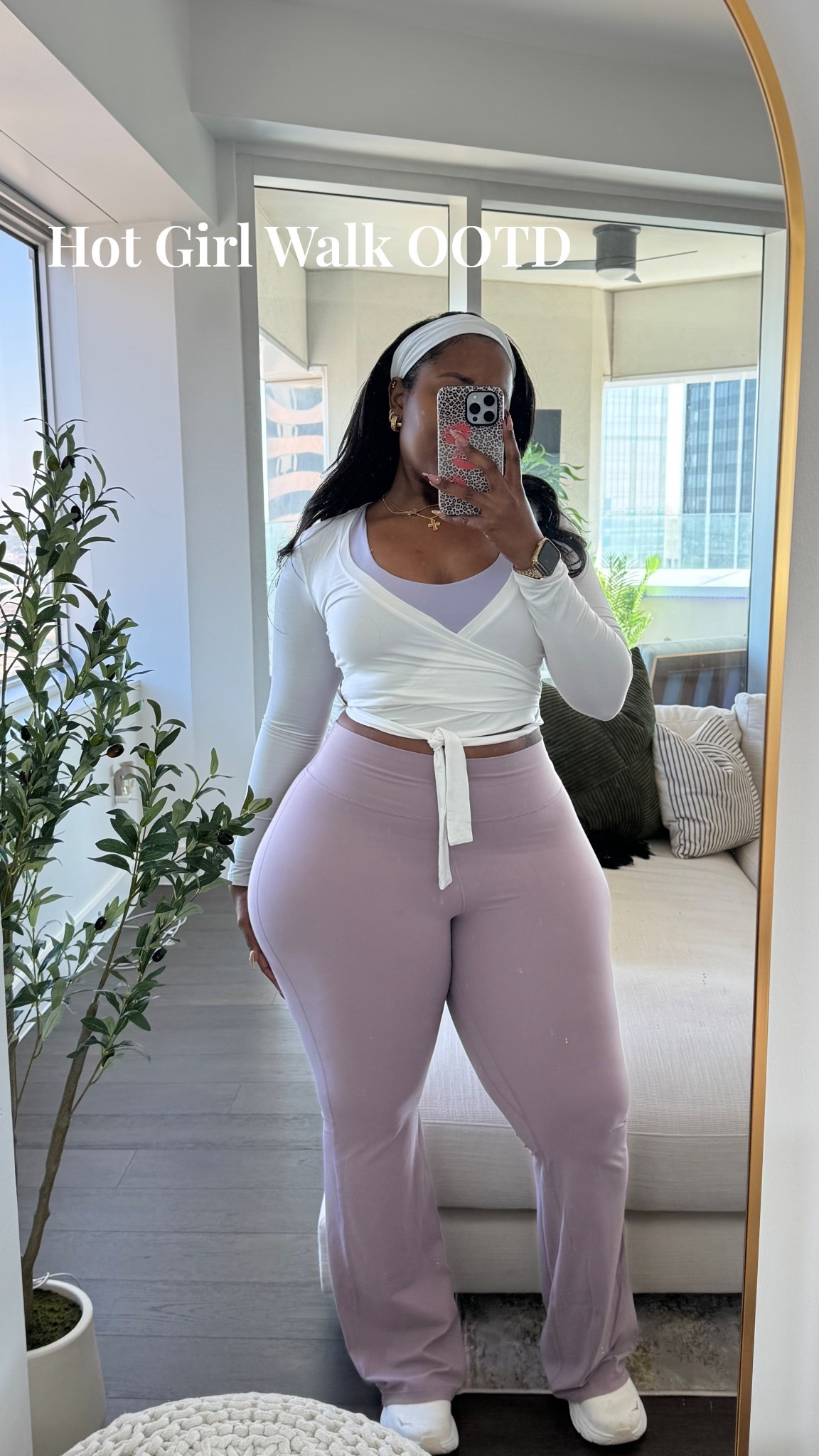 Perfect walking fit for this perfect walking weather. Wearing an XXL in the pants but definitely should have gotten an XL. Wrap top in a medium and the workout set that I stole the bra from is a large 💜

#LTKActive #LTKMidsize #LTKPlusSize