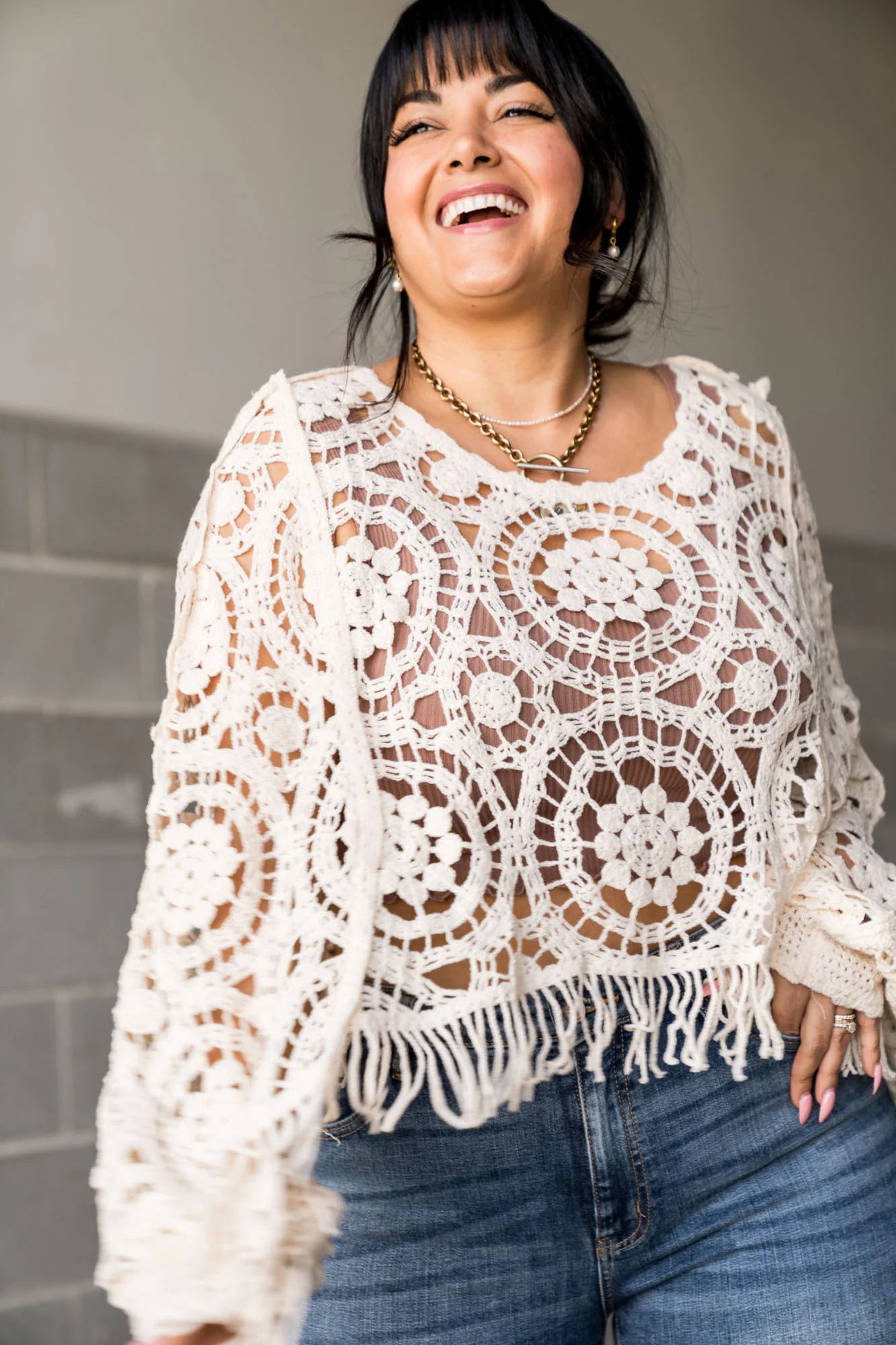 Crochet Knit Lace Fringe Cover Up Top | Finley Lace Top | Mindy Mae's Market
