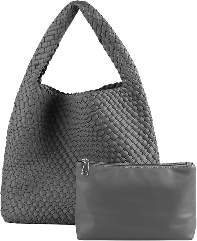 LMKIDS Women Vegan Leather Hand-Woven Tote Handbag Fashion Shoulder Top-handle Bag All-Match Unde... | Amazon (US)