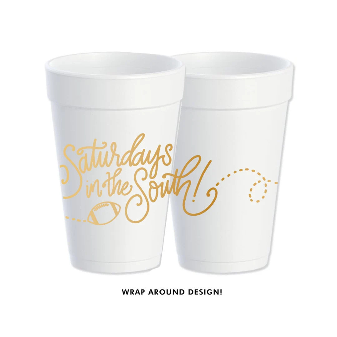 Foam Cups | Saturday's in the South (gold) - Etsy | Etsy (US)