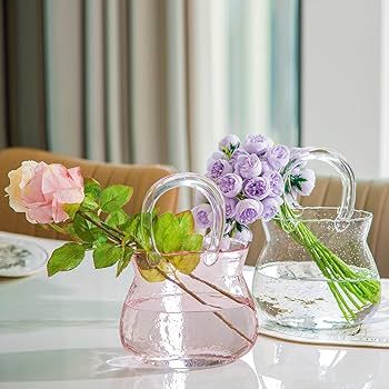 Purse Vase Unique Flower Vase for Centerpieces Aesthetic Glass Purse Vase for Flowers Room Décor... | Amazon (US)